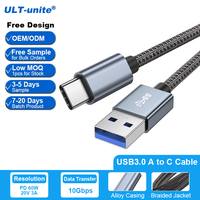 Kabel Data ULT-unite Custom Length LOGO Packaging 2 Meetar 66watt, Kabel Data Output Daya Tinggi untuk Ponsel dan Komputer