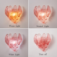 Lustre à LED en verre rose givré antique français avec hauteur réglable pour l'éclairage d'escalier de maison et de villa