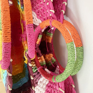 Femmes Été Vacances Papier Paille Plage Sac Couleur Rotin <span class=keywords><strong>Osier</strong></span> Tissé Demi Lune Grande Capacité Casual Voyage Tote - Product Image 6