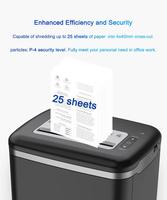 Déchiqueteuse de papier, cartes de crédit et CD de qualité commerciale, 25 feuilles, coupe transversale, robuste, panier extractible de 33 L, autonomie de 90 minutes, niveau de sécurité P4