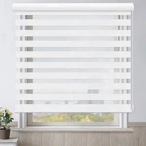 Zebra Double Layer Roller Blinds, Plant Pattern Shade Repair Fixing Parts Privacy Screen Sun Protection for Home Decoration