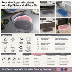 Alfombra de Baño Reutilizable de Tierra de Diatomeas Súper Absorbente, Alfombra Antideslizante Absorbente de Agua - Product Image 1