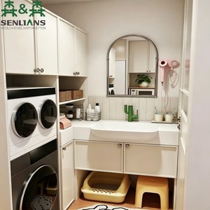 Set Mobile Bagno Modulare SLS con <span class=keywords><strong>Lavatrice</strong></span> Integrata, Mobile Lavanderia Personalizzabile Bianco, Adatto per Animali Domestici - Product Image 1