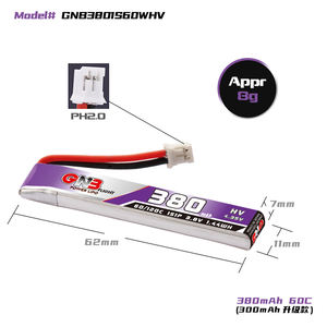Batterie LiPo GAONENG GNB 1S 380mAh 3.8V HV LiHV 60C avec câble et connecteur PH2.0 pour drone FPV Inductrix BNF BLADE RC Horizon <span class=keywords><strong>Eflite</strong></span> - Product Image 6