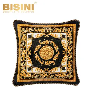 Cojines de respaldo para sala de estar, reposacabezas con borde de terciopelo corto, estilo francés Rococo, cuatro <span class=keywords><strong>abejas</strong></span>, diseño de hiedra arabesca dorada - Product Image 1