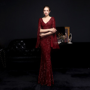 Sequins uzun ince zarif parti elbise Fishtail <span class=keywords><strong>abiye</strong></span> yeni Model - Product Image 2