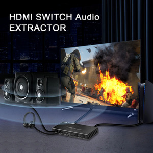 4K 120Hz <span class=keywords><strong>HDMI</strong></span> 2.1 Switch 4X1เครื่องแยกสัญญาณเสียง vrr allm HDCP2.3 <span class=keywords><strong>Arc</strong></span> HDR10 CEC ออปติคอล SPDIF และ3.5mm AUX Audio OUT - Product Image 4