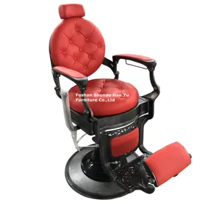 Yuvarlak arka ağır hizmet tipi pompa berber sandalyeleri kırmızı ve siyah