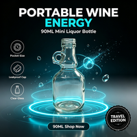 Bouteille de vin en verre transparente miniature de 90 ml de qualité supérieure avec poignée ergonomique, boîte personnalisée avec logo couleur pour l'emballage de cadeaux d'alcool
