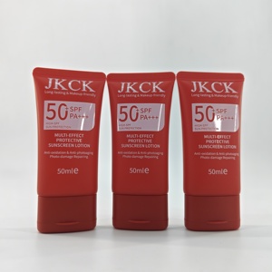 Wholesale Custom SPF50+ Whitening Face <b>Sunscreen</b> Cream Red Super Oval Tube Flip Cap Glossy For <b>Sunscreen</b> Lotion Packaging Tube - Product Image 1