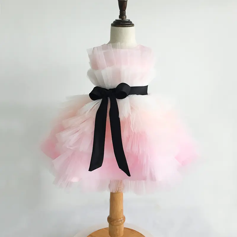 tulle cute flower birthday dress for 3m-6y baby girl party dress