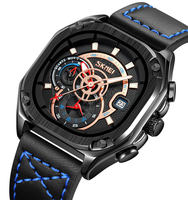 Jam Tangan Pria Skmei 9313 Leisure Stopwatch Kulit Relogio Quartz Analog untuk Timer
