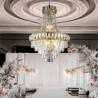 Zhuoyun Nouveau Design Grand Projet Décoration Mariage Lumière De Luxe Or LED Lustre