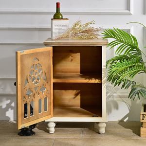 Meuble de rangement INNOVA en bois massif écologique, style ferme, pour entrée ou salon, avec porte sculptée à motifs floraux, idéal pour canapé - Product Image 3