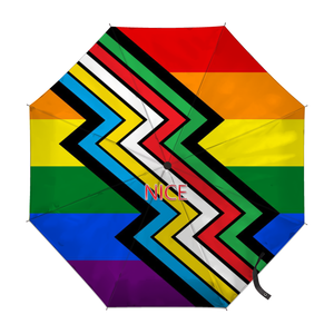 Parapluie pliable personnalisé avec drapeau Deminonbinary, couleurs arc-en-ciel gay, idéal pour les foires de rue et les visites guidées - Product Image 4