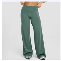 Pantalon de yoga sport taille haute à jambes larges, effet push-up, infroissable, longueur intégrale, couleurs contrastées, très tendance