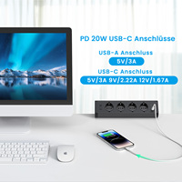 Multiprise de bureau standard UE avec USB-C PD 18W, USB-A et 4 prises Schuko AC, prise de table encastrée dissimulée pour mobilier de bureau