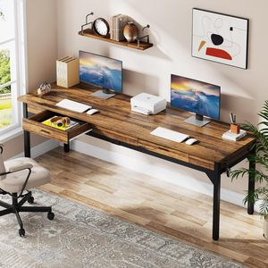<span class=keywords><strong>Escritorio</strong></span> Extra Largo de 78.7 Pulgadas para Dos Personas con 2 Cajones, <span class=keywords><strong>Escritorio</strong></span> Doble de Madera para Computadora, Mesa de Trabajo Ejecutiva Grande para Oficina - Product Image 1