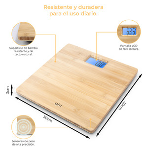 Bilancia Digitale da Bagno in Legno di Bambù Naturale, Capacità 15kg con Display LED per Uso Domestico - Product Image 3