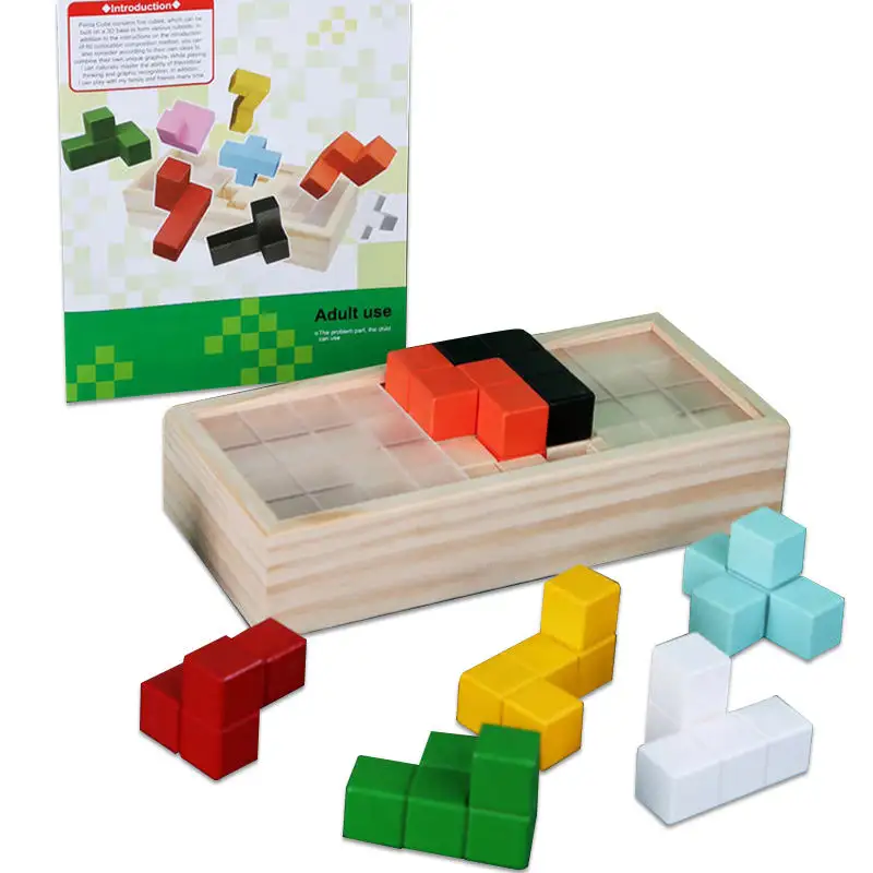 Wooden Montessori Education Toys Spatial Logic Thinking Game Toy 3D Assembled Building Block Puzzle Parent-child Games Toys
