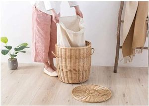 Jy Set 3 giỏ đựng đồ giặt bằng liễu đan bằng liễu cổ điển làm bằng tay Giỏ đựng đồ sức chứa lớn bền bỉ cho tủ quần áo nhà bếp đa năng - Product Image 6