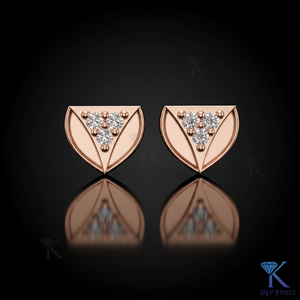 Lab Grown Diamond Geometric Shield <b>Stud</b> Earrings 3 Stone Cluster 14K 18K Solid Gold Fine Women Jewelry Anniversary Bridal Gift - Product Image 2