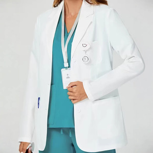 Blouse de laboratoire unisexe blanche à manches longues en polyester Dobby pour consultation médicale esthétique coréenne, idéale pour les étudiants en médecine et les tenues de jeu de rôle - Product Image 1