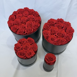 Prix d'usine en gros – Têtes de roses éternelles au toucher naturel – Boîte ronde – Durabilité 3-5 ans – Écologique - Product Image 4