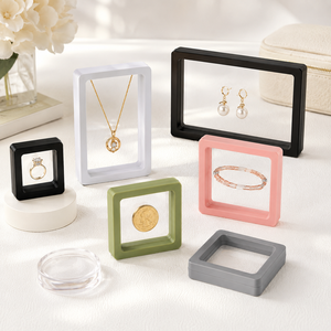 Caja de Embalaje para Joyería con Marco Flotante 3D, Estuche de Suspensión con Película de PE, Almacenamiento Antioxidante para Anillos, Aretes, Gemas, Collares - Product Image 1