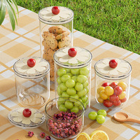Huishoudelijke transparante luchtdichte ronde voorraadbus, stijlvolle voedselbewaarbak voor gebruik in de keuken - voor granen, snacks, gedroogd fruit