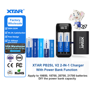 XTAR 오리지널 OEM 로고 PB2L V2 휴대용 DIY 용량 조절 가능 TYPE-C QC3.0 18650 21700 배터리 충전기 및 보조배터리 (18650 배터리용) - Product Image 1
