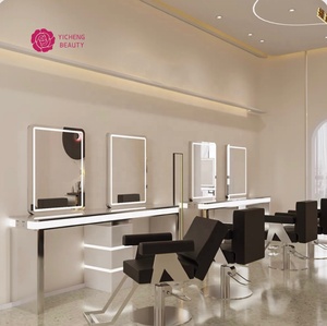 Yicheng Beauty 2024 Well Design Estación de espejo de salón de espejo de un solo lado para peluquería Estación de maquillaje con LED con CE,ISO - Product Image 2
