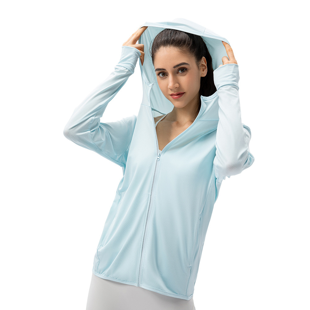 Куртка женская Солнцезащитная с капюшоном и длинным рукавом, на молнии