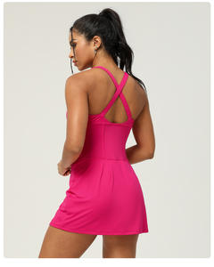 Golf Active abiti con spacco laterale vestito da Tennis con costruito in pantaloncini e reggiseno Falda De Tenis Para Mujer Yoga gonna abito intero - Product Image 5