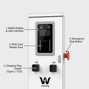 Nouvelle station de recharge rapide pour véhicules électriques Wattzing 480KW solaire certifiée CE IP65 Garantie de 2 ans Efficacité de 97% - Product Image 5