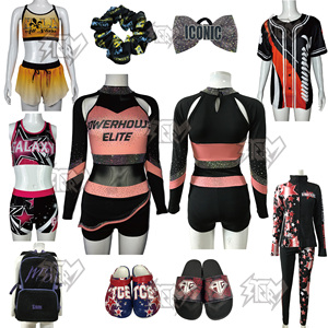 Noir Rose Rouge One Stop Personnalisé Cheerleading Uniforme Gilet Shorts Leggings Cheerleading Sac À Dos Chaussures - Product Image 5