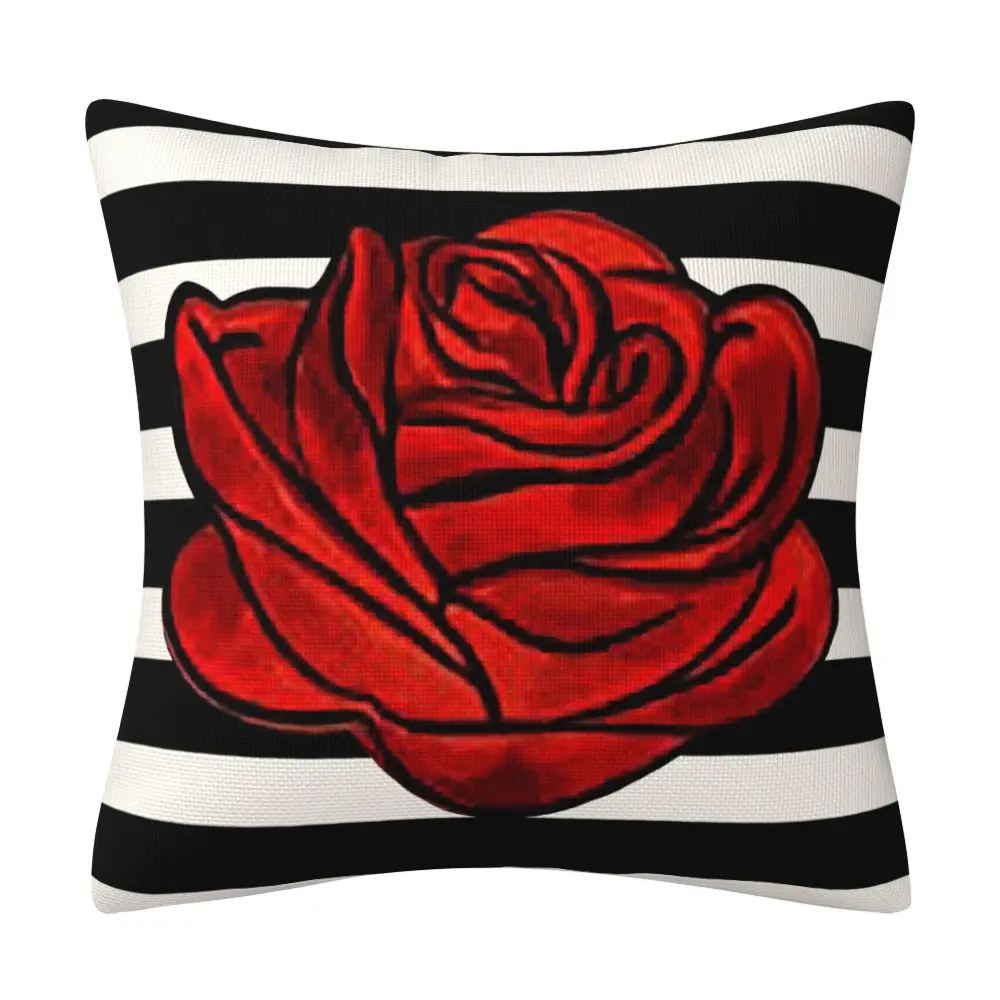 Großhandel neues Design Valentinstag liefert Leinen Liebe rote Rose dekorative Home Kissen bezüge