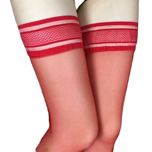 Collants en soie <span class=keywords><strong>rouge</strong></span> en gros, collants sexy en dentelle, lingerie transparente en <span class=keywords><strong>nylon</strong></span>, collants sexy pour femmes - Product Image 2