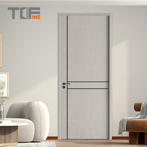 Moderno francés MDF PVC 8 pies oculto precolgado acero aluminio vidrio Interior secreto puertas de madera para casas con marcos - Product Image 6