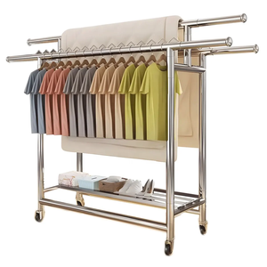 Perchero de metal resistente con ruedas Uso comercial y doméstico Altura ajustable y diseño a prueba de herrumbre Soportes y estantes de almacenamiento - Product Image 3