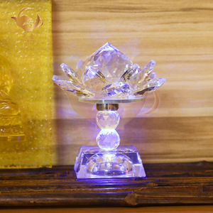 Crystal Lotus <b>Lamp</b> Ornament White Crystal Flameless Religious Activity Candle Holder - Product Image 3