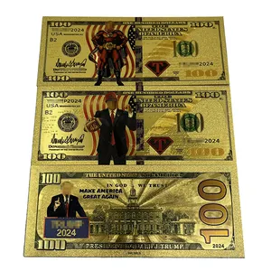 RTS अमेरिका अमरीकी डालर 100 डॉलर पैसे पन्नी बिल T-R-U-M-P सोना मढ़वाया बैंकनोट