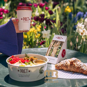 Comida saludable reciclable ecológica personalizada, envasado de alimentos reales para llevar, ensalada de <span class=keywords><strong>grano</strong></span> de energía vegetal fresco, taza de papel para sopa con tapa - Product Image 3