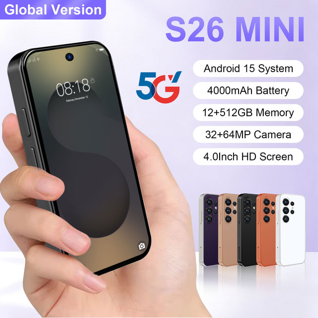 S26 MINI 5G LTE Mobile Phone 4.0 Inch 12GB+512GB Android 15 Unlocked Phone