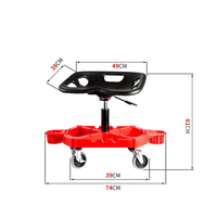Tabouret de mécanicien en plastique durable, siège roulant pour le detailing automobile avec outils, outil de réparation de carrosserie automobile