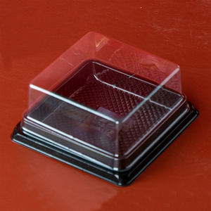 Boîte à pâtisserie en plastique PET recyclé avec couvercle en forme de dôme, mini boîte carrée pour sushis, sucre, aliments pour bébés, emballage écologique - Product Image 1