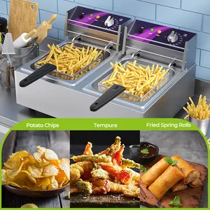 Commercial 2500w Double Tank Gas Benchtop Deep Fryer/Gas Fryer Table Top / Deep Fryer Gas Machine With 2 Tank For Restaurant