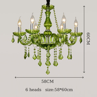 E14 Lustre en cristal de luxe pour hôtel, café, bar, salon de mariage vert, chambre à coucher, villa, suspension, lampes suspendues à bougie