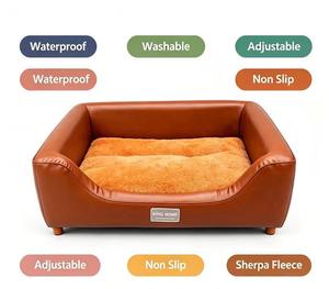 Orthopedic Elevated Dog <b>Bed</b> <b>For</b> Joint Relief Solid Wood <b>Frame</b> Waterproof Leather <b>Raised</b> Pet <b>Bed</b> <b>For</b> Senior Dogs - Product Image 1