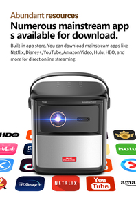 Tự động lấy nét Keystone 1080P 4K video độ nét cao rạp chiếu phim kỹ thuật số ngoài trời DLP 3D được xây dựng trong pin kinh doanh giáo dục Máy chiếu - Product Image 2